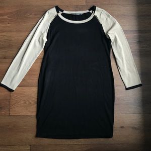 Ivanka Trump Sweater Dress Tan Black Color Block